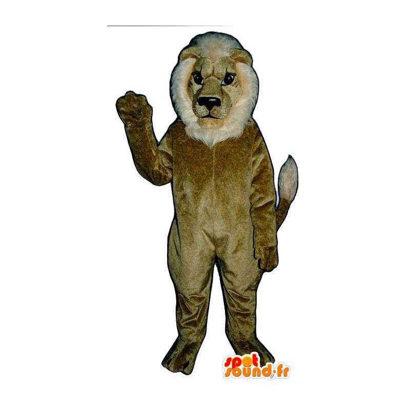 Mascotte del leone beige e bianco - MASFR007636 - Mascotte Leone