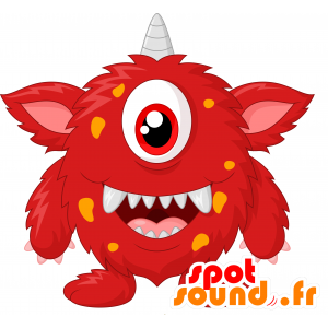 Mascotte monster rood en geel, rond en indrukwekkende - MASFR030471 - 2D / 3D Mascottes