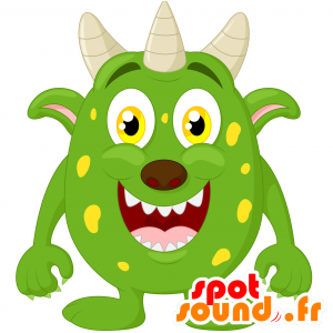 Grøn og gul monster maskot - Spotsound maskot kostume