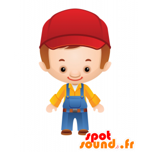 Handyman Mascotte werknemer met overalls - MASFR030477 - 2D / 3D Mascottes