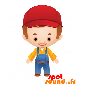 Handyman Mascotte werknemer met overalls - MASFR030477 - 2D / 3D Mascottes