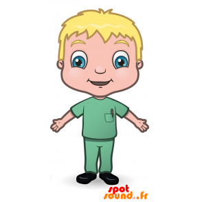 Mascotte d'aide-soignant, d'infirmier, habillé en vert - MASFR030488 - Mascottes 2D/3D