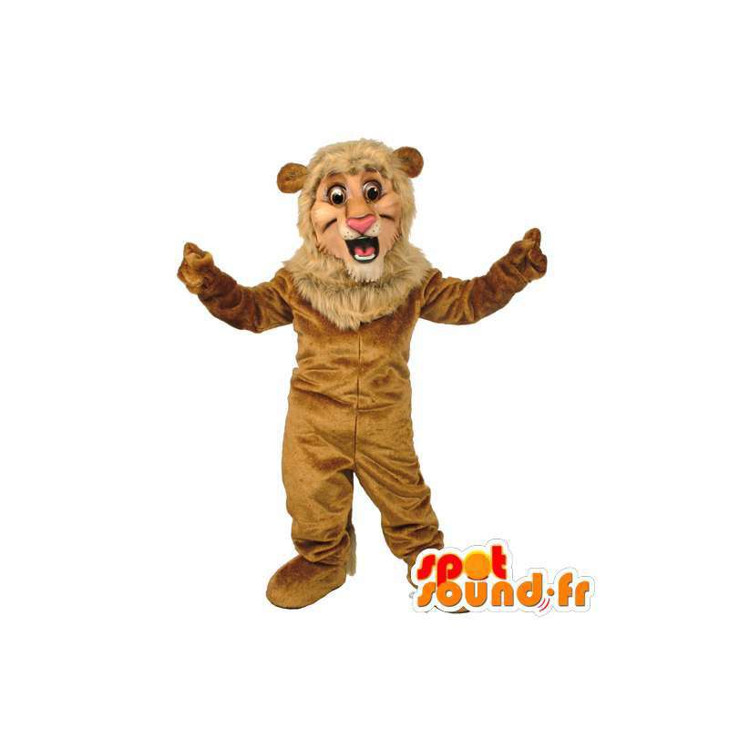 Bruine en witte leeuw mascotte - MASFR007643 - Lion Mascottes