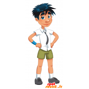 La mascota del hombre vestido con camisa y pantalones cortos - MASFR030497 - Mascotte 2D / 3D