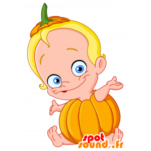 Bambino mascotte neonato in una zucca - MASFR030498 - Mascotte 2D / 3D