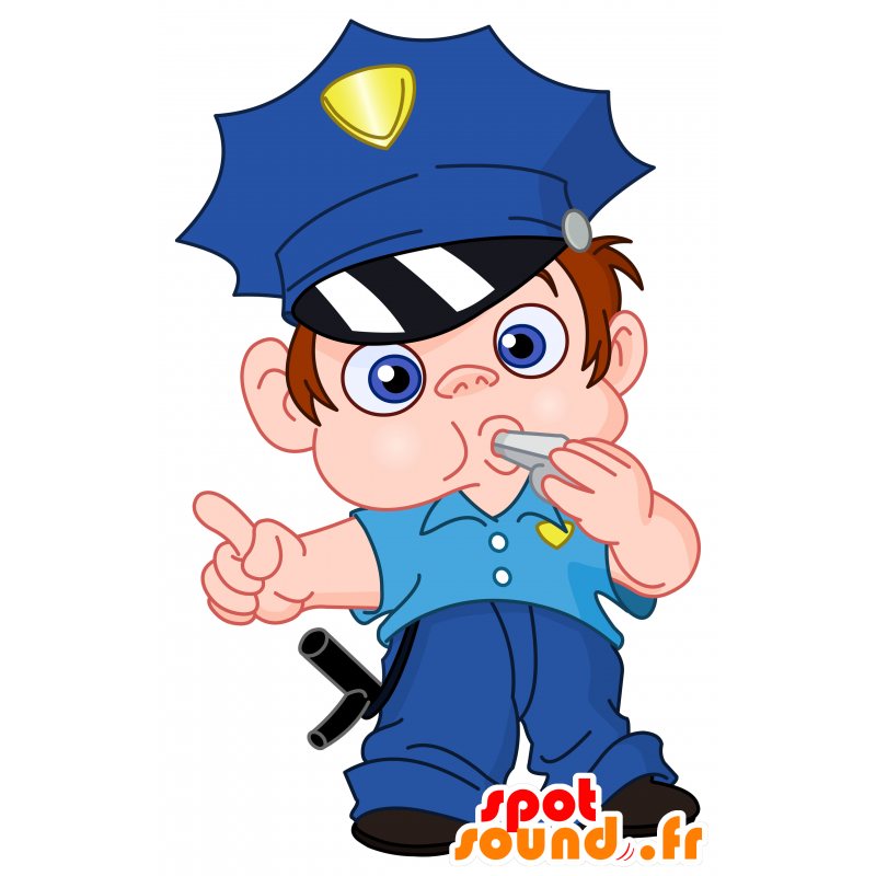 Mascota de policía de uniforme azul. mascota del gendarme - MASFR030499 - Mascotte 2D / 3D