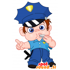 Blue-uniformed policeman mascot. gendarme mascot - 2D / 3D mascots - MASFR030499 - SpotSound.fr