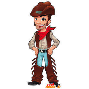 Mascotte de cow-boy en tenue traditionnelle - MASFR030505 - Mascottes 2D/3D