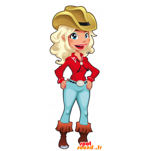 La donna del cowboy mascotte. Mascotte Wild West - MASFR030506 - Mascotte 2D / 3D