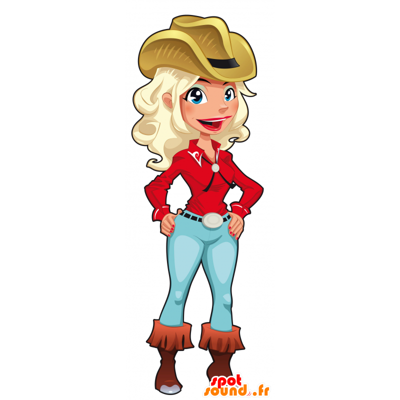 Mascotte de femme cow-boy. Mascotte de Far West - MASFR030506 - Mascottes 2D/3D