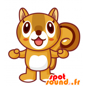 Maskotti keltainen ja valkoinen orava, söpö ja makea - MASFR030507 - Mascottes 2D/3D