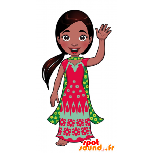 Maskot indisk kvinne med en fargerik kjole - MASFR030509 - 2D / 3D Mascots