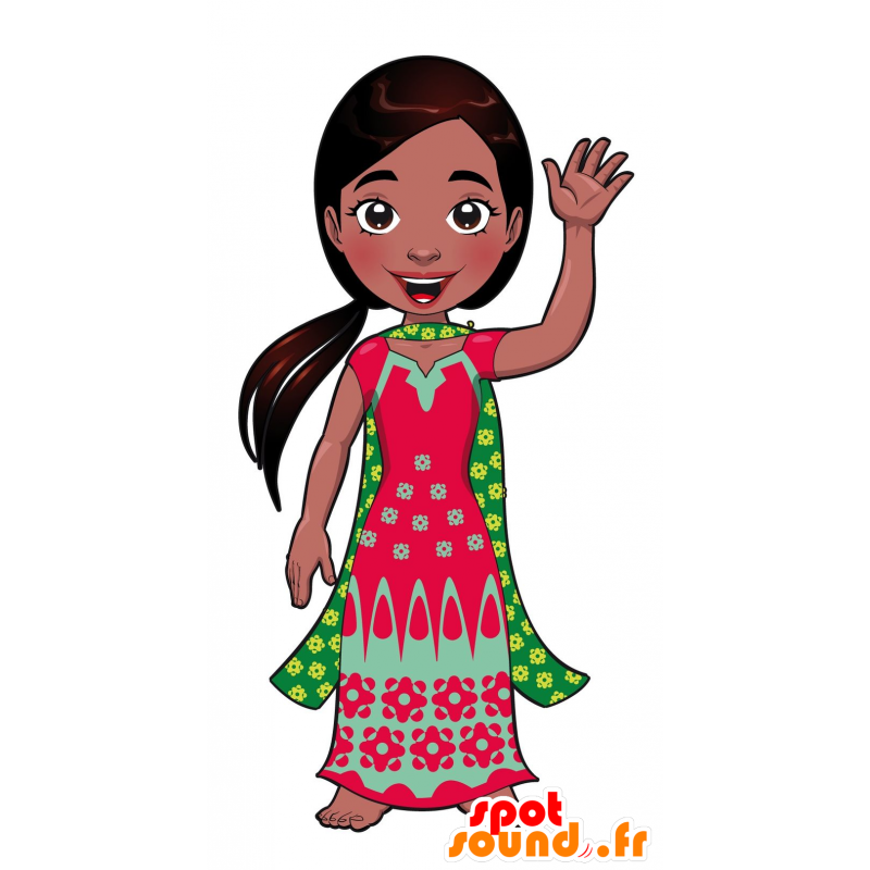 Maskottchenkostüm indische Frau mit bunter Robe - 2D / 3D-Maskottchen - MASFR030509 - SpotSound.fr