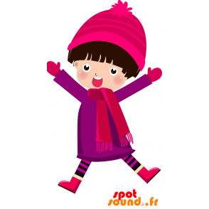 Girl mascot, dressed in a pink outfit for winter - MASFR030511 - 2D / 3D mascots