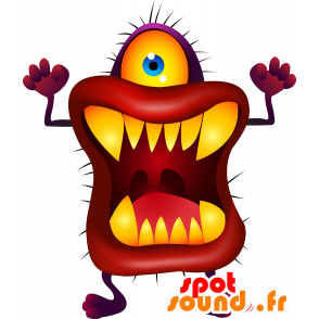 Mascocte Monster Cyclops, rot und gelb - MASFR030521 - 2D / 3D Maskottchen
