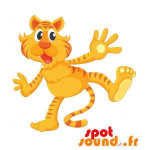 Pręgowany kot maskotka, pomarańczowy i żółty - MASFR030525 - 2D / 3D Maskotki