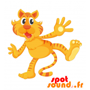 Tabby kattmaskot, orange och gul - Spotsound maskot