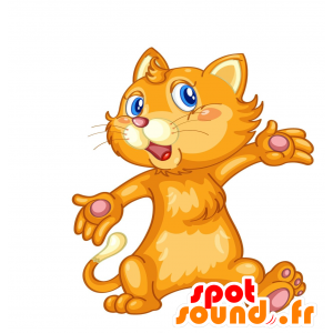 Arancione gatto mascotte, morbido e peloso - MASFR030526 - Mascotte 2D / 3D