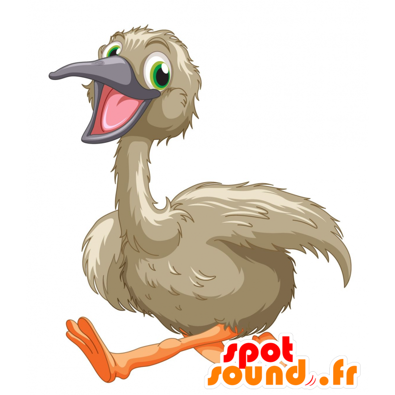 Grijze struisvogel mascotte, reus en zeer succesvol - MASFR030528 - 2D / 3D Mascottes