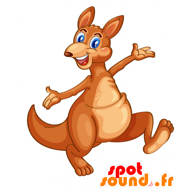 Mascota del canguro de color marrón y beige, ojos azules - MASFR030529 - Mascotte 2D / 3D