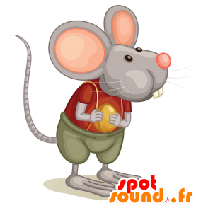 Grau und rosa Maus Maskottchen, lustig und nett - MASFR030532 - 2D / 3D Maskottchen