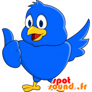 Azul de la mascota y el pájaro amarillo. colibrí de la mascota - MASFR030534 - Mascotte 2D / 3D
