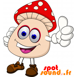 Rosa e vermelho cogumelo mascote, gigante - MASFR030536 - 2D / 3D mascotes