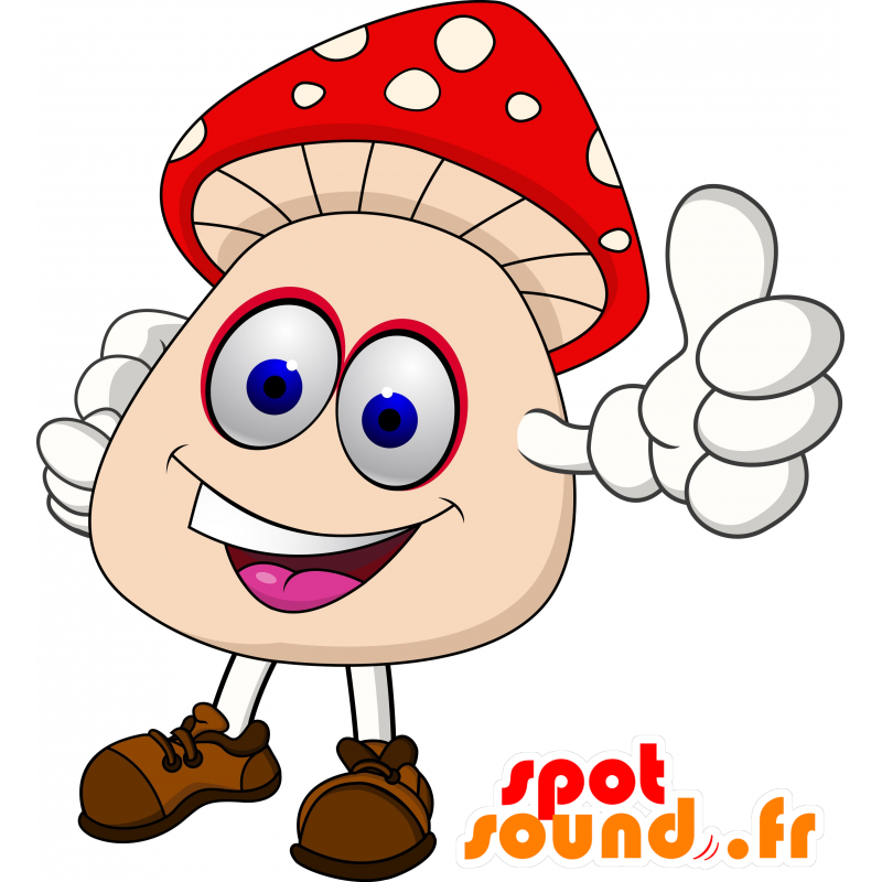 Roze en rode paddestoel mascotte, reuze - MASFR030536 - 2D / 3D Mascottes