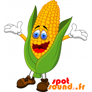 Mazorca verde de la mascota y el maíz amarillo, gigante - MASFR030538 - Mascotte 2D / 3D