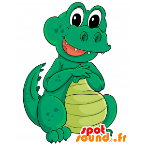 Grön krokodilmaskot, söt och barnslig - Spotsound maskot