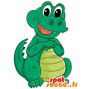 Grön krokodilmaskot, söt och barnslig - Spotsound maskot