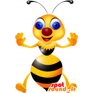 Hvepsemaskot, kæmpe bi, gul og sort - Spotsound maskot kostume