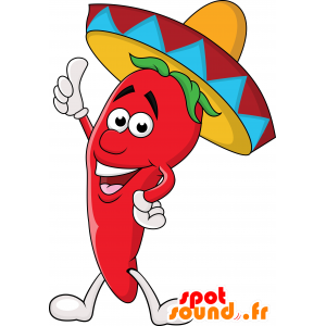 Maskot gigantisk rød pepper. Meksikansk krydder Mascot - MASFR030551 - 2D / 3D Mascots