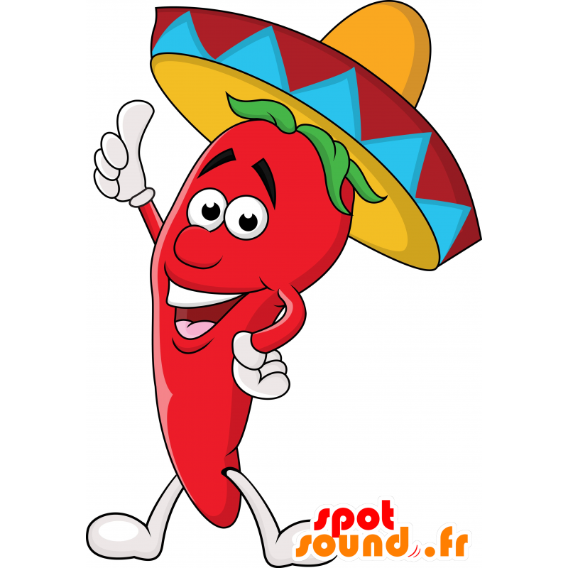 Mascotte de piment rouge géant. Mascotte d'épice mexicaine - MASFR030551 - Mascottes 2D/3D