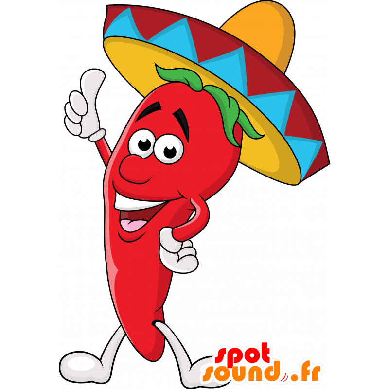 Maskot gigantisk rød pepper. Meksikansk krydder Mascot - MASFR030551 - 2D / 3D Mascots