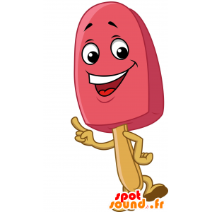 La mascota de hielo gigante de color rojo y sonriente - MASFR030553 - Mascotte 2D / 3D