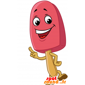 Mascotte de glace rouge, géante et souriante - MASFR030553 - Mascottes 2D/3D