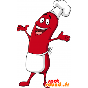Mascot red sausage, huge and funny - MASFR030555 - 2D / 3D mascots