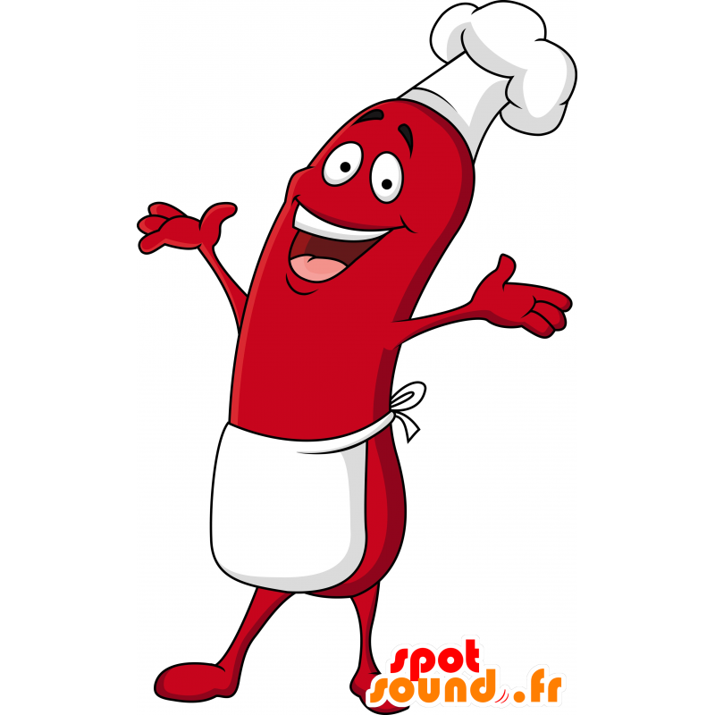 Mascotte de saucisse rouge, géante et rigolote - MASFR030555 - Mascottes 2D/3D