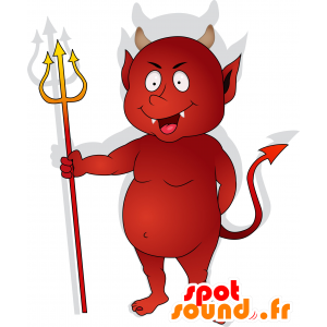 Rød djævel maskot, fyldig, med horn - Spotsound maskot kostume
