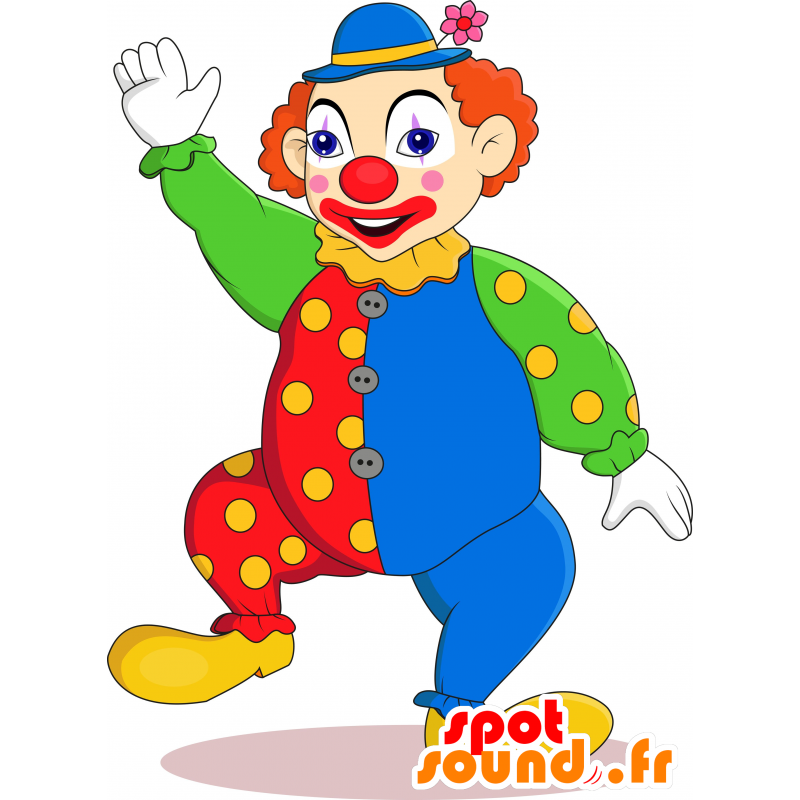 Clown maskot, meget farverig. Cirkus maskot - Spotsound maskot