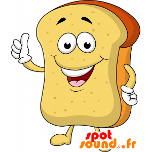 Fetta di pane mascotte panino gigante e sorridente - MASFR030559 - Mascotte 2D / 3D