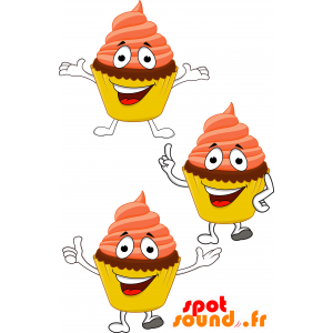 3 mascots cream cakes. 3 cupcakes - MASFR030561 - 2D / 3D mascots