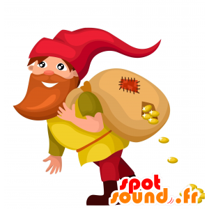 Dverg skjeggete maskot, fargerike, med en rød lue - MASFR030563 - 2D / 3D Mascots