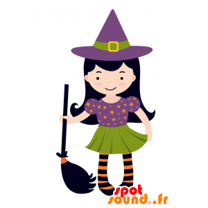 Mascot colorful witch and a pointed hat - MASFR030568 - 2D / 3D mascots