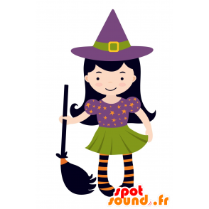 Mascot colorful witch and a pointed hat - MASFR030568 - 2D / 3D mascots