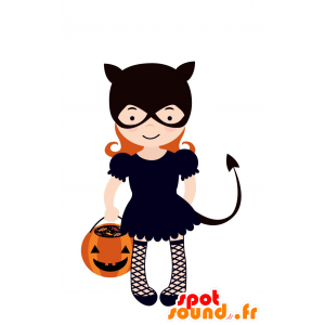 Pigemaskot forklædt som Catwoman - Spotsound maskot kostume