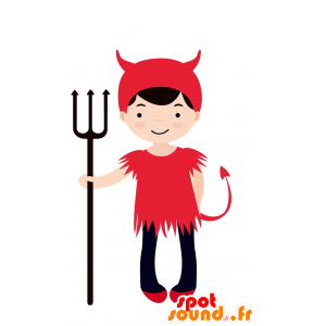 Mascotte bambino vestito da diavolo rosso - MASFR030570 - Mascotte 2D / 3D