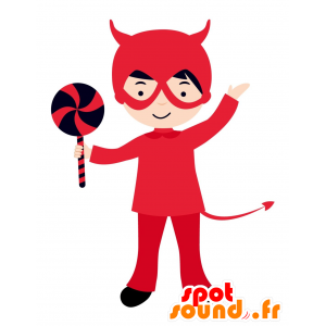 Mascotte bambino vestito da diavolo rosso - MASFR030571 - Mascotte 2D / 3D