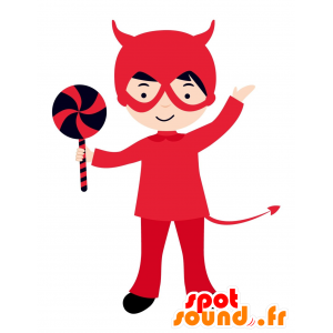 Mascotte d'enfant déguisé en diable rouge - MASFR030571 - Mascottes 2D/3D